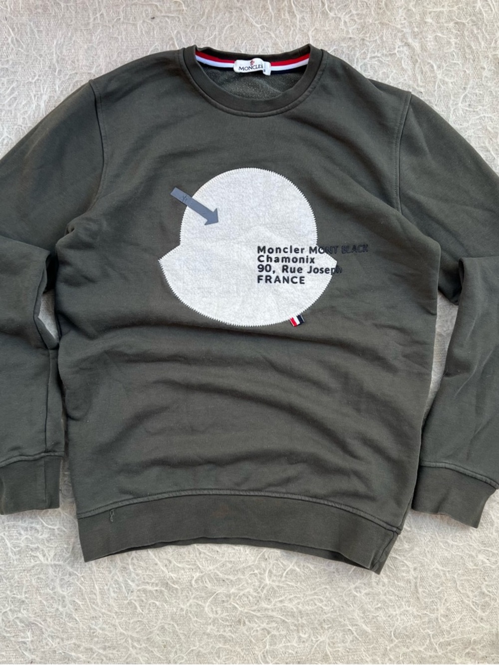 Moncler Men's Olive Green Crewneck with White Graphic